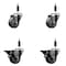 Service Caster 3'' Gray Poly Wheel Swivel 7/8'' Expanding Stem Caster Set 2 Brakes, 4PK SCC-EX20S314-PPUB-2-PLB-2-78 - alternate 1